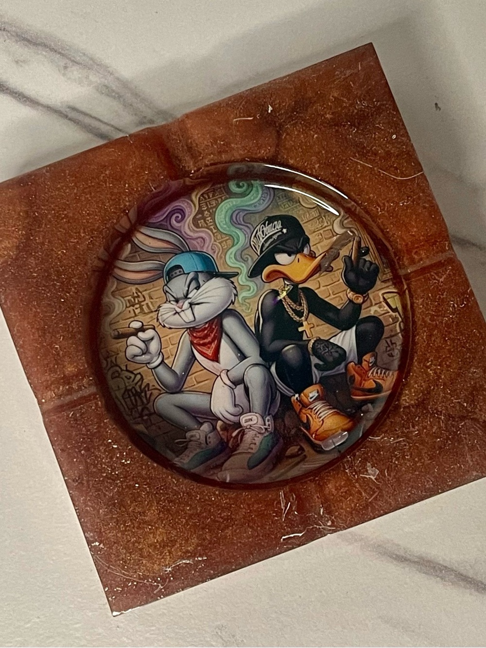 Bugs Bunny Daffy Duck Square Ashtray | 90s Cartoon Nostalgia Gift - Picture 4 of 8